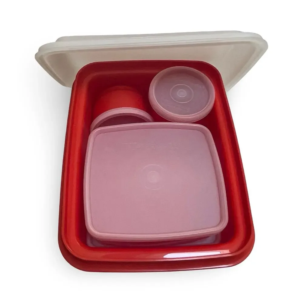 Tupperware Pack N Carry Orange Lunch Bento Box 1254 311 1251 1229 Vintage USA